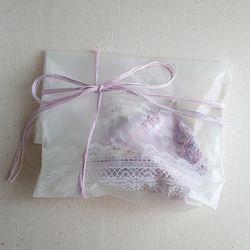 手編み　ミニがま口　丸底たて長　内布付き　パステル　パープルピンク　花　ガラスドーム 6枚目の画像
