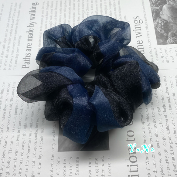 オーガンジーシュシュ　カラー番号　オーダーページ 再販♪✨【人気No.2】夢色ｼｭｼｭ【水色×ﾊﾟｰﾌﾟﾙ】おしゃれな大人のための