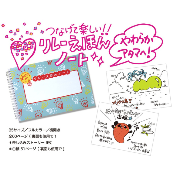 家族や友達と脳トレ★☆お話をつなげてオリジナル絵本が作れる、おもしろい知育発想あそび『リレーえほんノート３』消えたつぼ 1枚目の画像