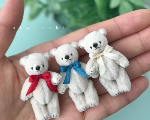 人気作家様 ミニチュア テディベア ミニチュアベア レースリボン