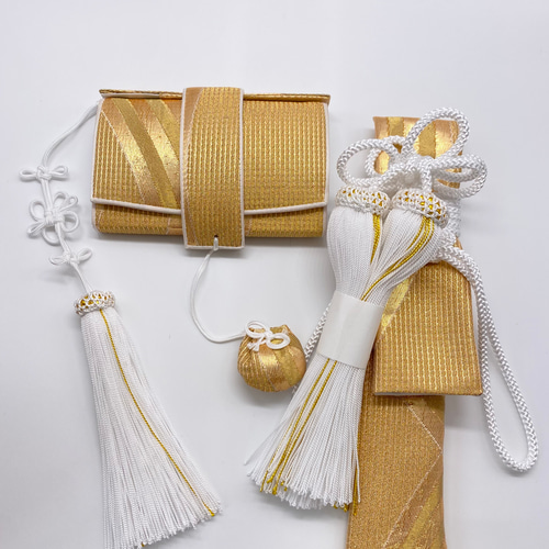 花嫁懐剣はこせこセット　ゴールド 花嫁和装 はこせこ かいけん【新品 婚礼用/筥迫・懐剣2点セット】正絹