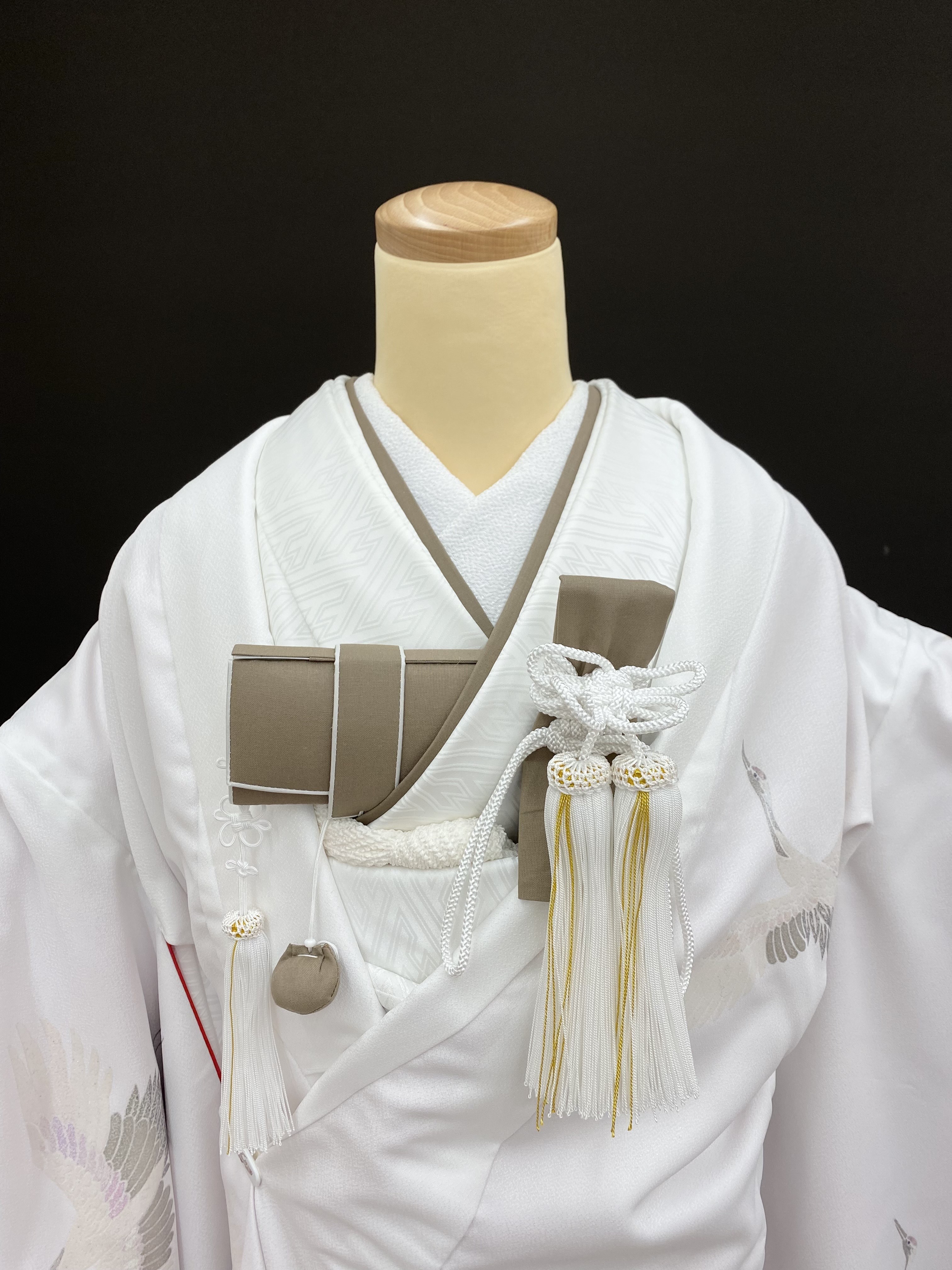 【受注生産】花嫁和装　はこせこ　かいけん　差込伊達衿【婚礼/3点セット】カフェオレ色系
