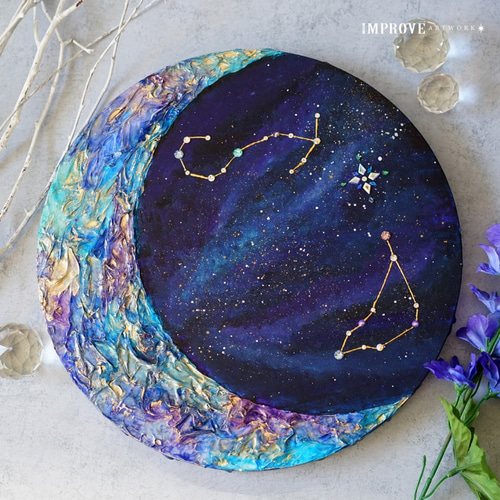 オーダーメイド】Moonlight~月と星座の物語~✴︎インテリアアート 絵画