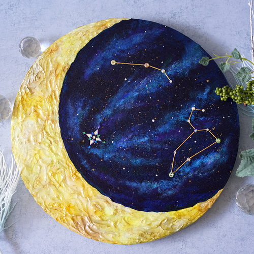 オーダーメイド】Moonlight~月と星座の物語~✴︎インテリアアート 絵画