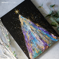 【creema限定】✴︎Shooting Star Tree✴︎インテリアアートパネル (A4/ 木製パネル/原画) 3枚目の画像