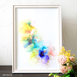 【一点物】インテリアアート (A4/ フレーム付 )✴︎彩の花✴︎アルコールインクアート 1枚目の画像