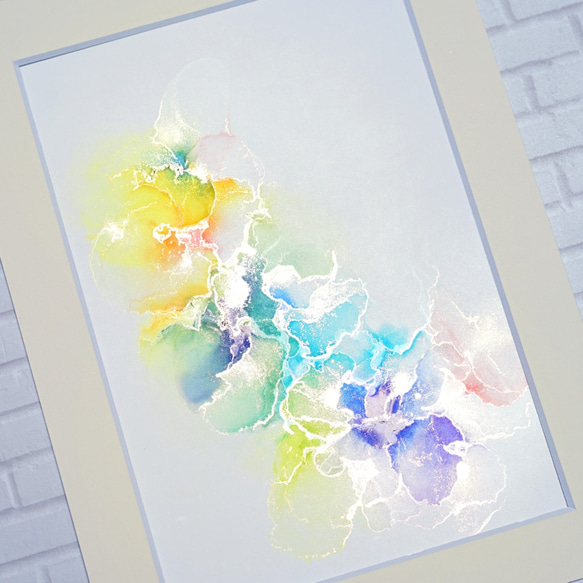 【一点物】インテリアアート (A4/ フレーム付 )✴︎彩の花✴︎アルコールインクアート 3枚目の画像