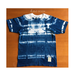 Tシャツ  Lサイズ no.4藍染 絞り 手染めオリジナル ユニセックス カジュアル ギフト プレゼント 1枚目の画像