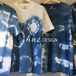 藍染 絞り 手染めTシャツ 5.6oz Mサイズ no.7  オリジナル 海月 ドット ユニセックス カジュアル ギフト 4枚目の画像