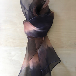 スカーフ 手染めシルクオーガンジーno.76  silk ギフト カジュアル ユニセックス 3枚目の画像