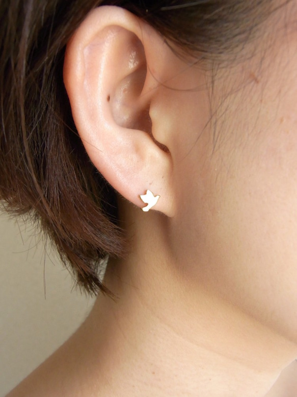 PSP-003 silhouette pigeon" earrings" 第3張的照片