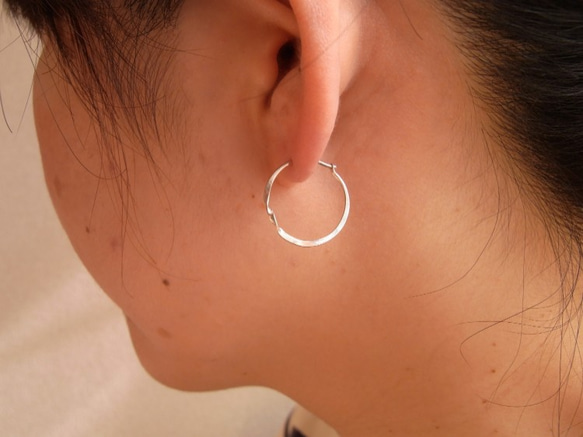 PBP-032 silver wire pierced earrings (round) 第3張的照片