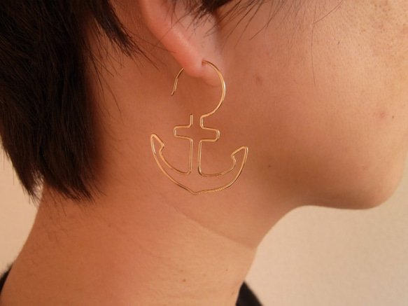 （單耳用）PBP-070 14kgf wire pierced earring (ancre) 第3張的照片