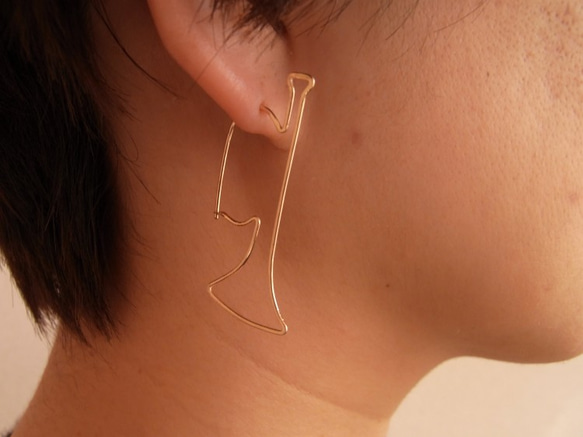 （單耳用）PBP-071 14kgf wire pierced earring(Trumpet) 第3張的照片