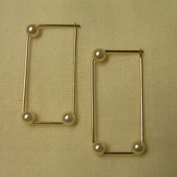 PBP-100 14kgf wire pierced earrings (rectangle) 第2張的照片