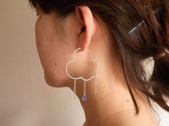PBP-106　silver wire pierced earring (raindrop) 3枚目の画像