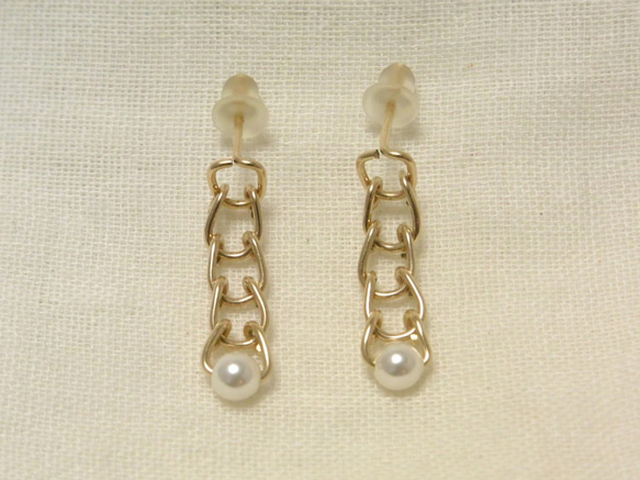 PBP-110 14kgf wire pierced earrings (la chaîne) 第2張的照片