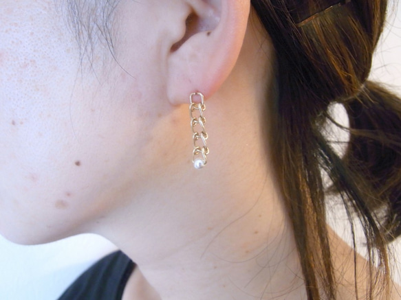 PBP-110 14kgf wire pierced earrings (la chaîne) 第3張的照片