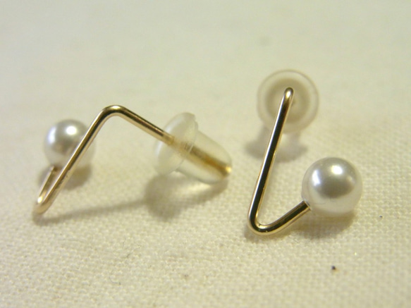 PBP-138 14kgf wire pierced earrings (tick+pearl) 第2張的照片