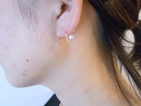 PBP-138 14kgf wire pierced earrings (tick+pearl) 第3張的照片