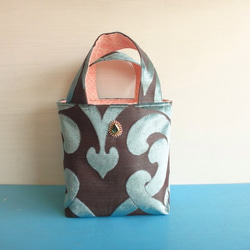 暖かベロア・チュニジア布のミニトートバッグ（風紋no.１） 1枚目の画像