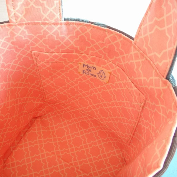 暖かベロア・チュニジア布のミニトートバッグ（風紋no.１） 4枚目の画像
