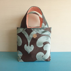 暖かベロア・チュニジア布のミニトートバッグ（風紋no.２） 1枚目の画像