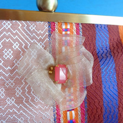 チュニジア布のがま口クラッチバッグ（サハラの夕焼１８時３３分） 2枚目の画像