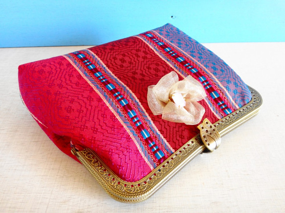 チュニジア布の２wayバッグ（サハラの夕焼１８時３２分） 3枚目の画像