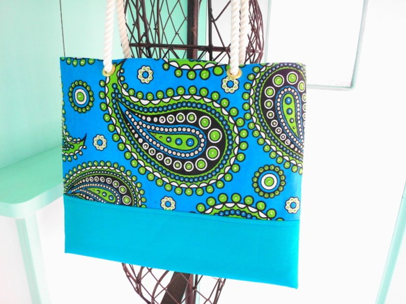アフリカンカラーのサマーバッグ（人魚の海） 3枚目の画像