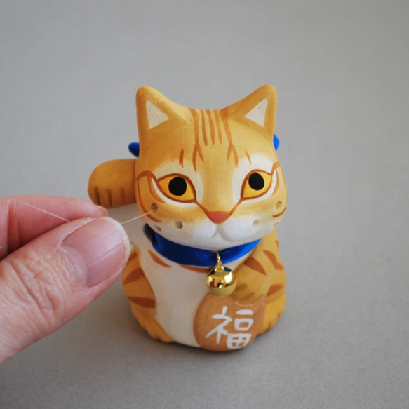 猫ヒゲスタンド（招き猫・茶トラ）【受注制作】ご注文前には必ずメッセージで納期をお確かめください 2枚目の画像