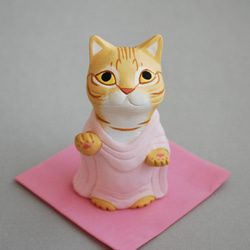 猫の仏像(施無畏与願印・立像・茶トラ)【受注制作】ご購入前にメッセージで納期をご確認ください。 1枚目の画像