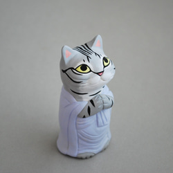 猫の仏像(合掌印・立像・サバトラ)【受注制作】ご購入前にメッセージで納期をご確認ください。 4枚目の画像