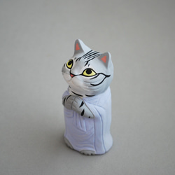 猫の仏像(合掌印・立像・サバトラ)【受注制作】ご購入前にメッセージで納期をご確認ください。 5枚目の画像