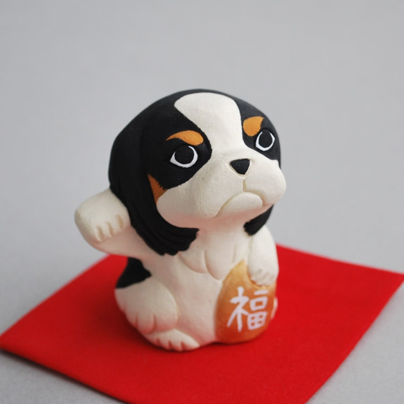 招き犬(キャバリア・トライカラー)【受注制作】ご注文前には必ず 