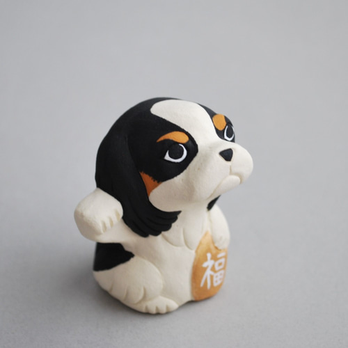 招き犬(キャバリア・トライカラー)【受注制作】ご注文前には必ず