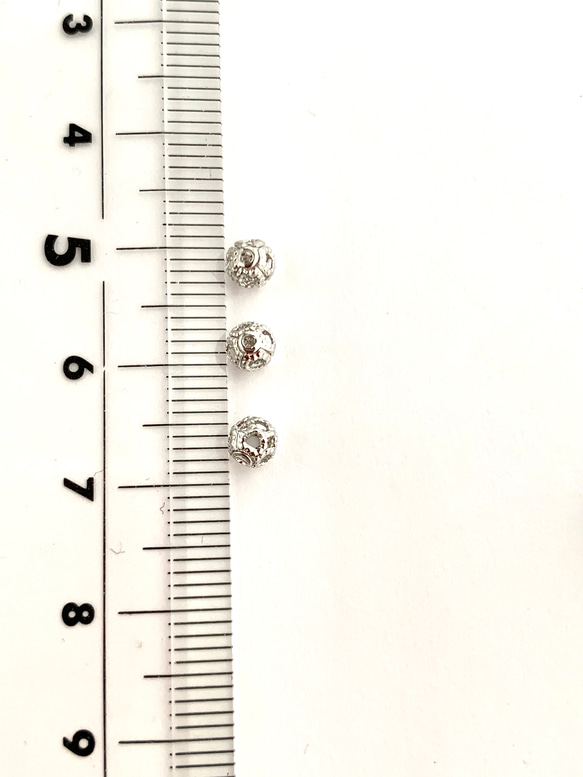 10個入(Ｂ1９)　最高級鍍金　本ロジウム　透かしボール　メタルビーズ　丸玉　パーツ　ピアス 3枚目の画像