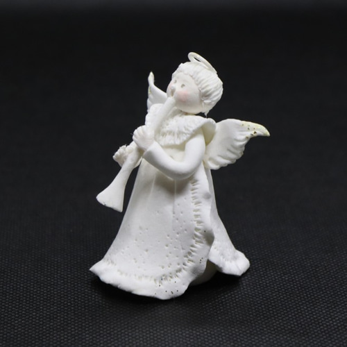 クリスマス》縦笛を吹くエンジェル【手のひらサイズ☆素朴／シンプル