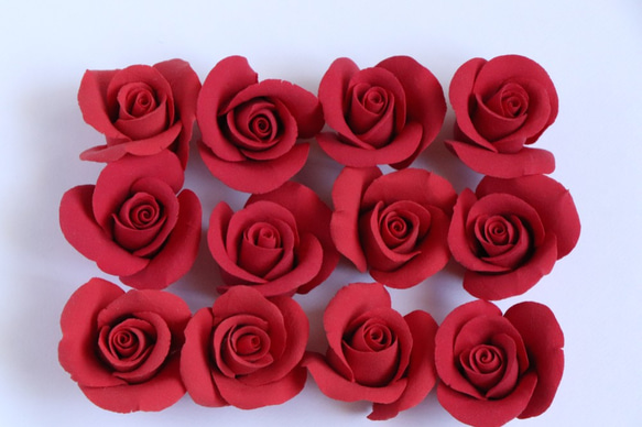 薔薇☆12個セット【樹脂粘土】赤 その他素材 Tom's Gallery 通販