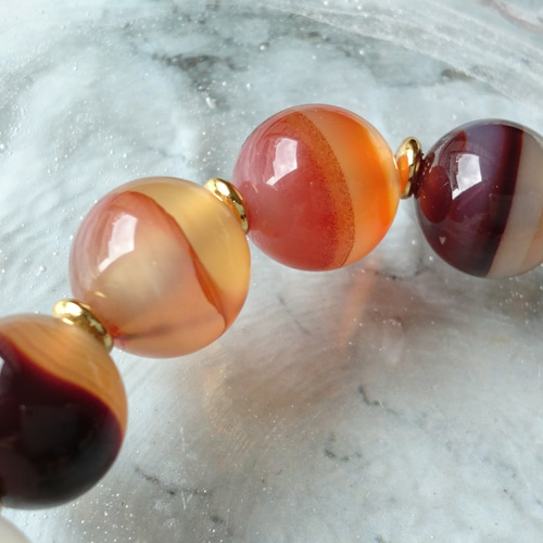 シナバーカルセドニー✨マルチカラー✨ブレスレット ブレスレット F