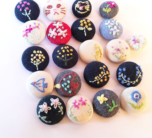 くるみボタン刺繍アート ブローチ mimoka 通販 9997575｜Creema