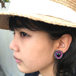 Heart earring オートクチュール刺繍 2枚目の画像