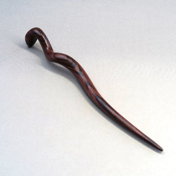 木簪 蛇のかんざし(Mサイズ)  木製KW/キングウッド  防水 3枚目の画像