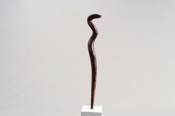 木簪 蛇のかんざし(Mサイズ)  木製KW/キングウッド  防水 4枚目の画像