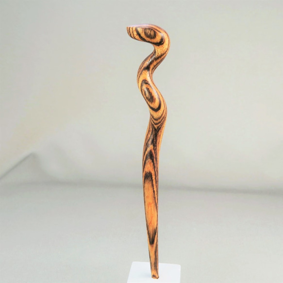 木簪 蛇のかんざし(Ｍサイズ)  木製BT/ボコテ 防水 4枚目の画像