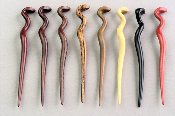 木簪 蛇のかんざし(Ｍサイズ)  木製CC/チンチャン 防水 9枚目の画像
