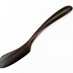 四辺形のバターナイフ・木製SKT/縞黒檀 防水 1枚目の画像