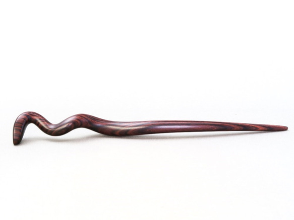 木簪 蛇のかんざし(Lサイズ)  木製KW/キングウッド 防水 3枚目の画像