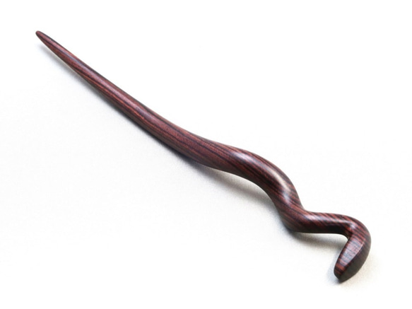 木簪 蛇のかんざし(Lサイズ)  木製KW/キングウッド 防水 4枚目の画像