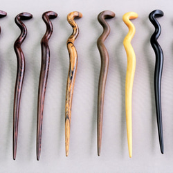 木簪 蛇のかんざし(Lサイズ)  木製KW/キングウッド 防水 9枚目の画像
